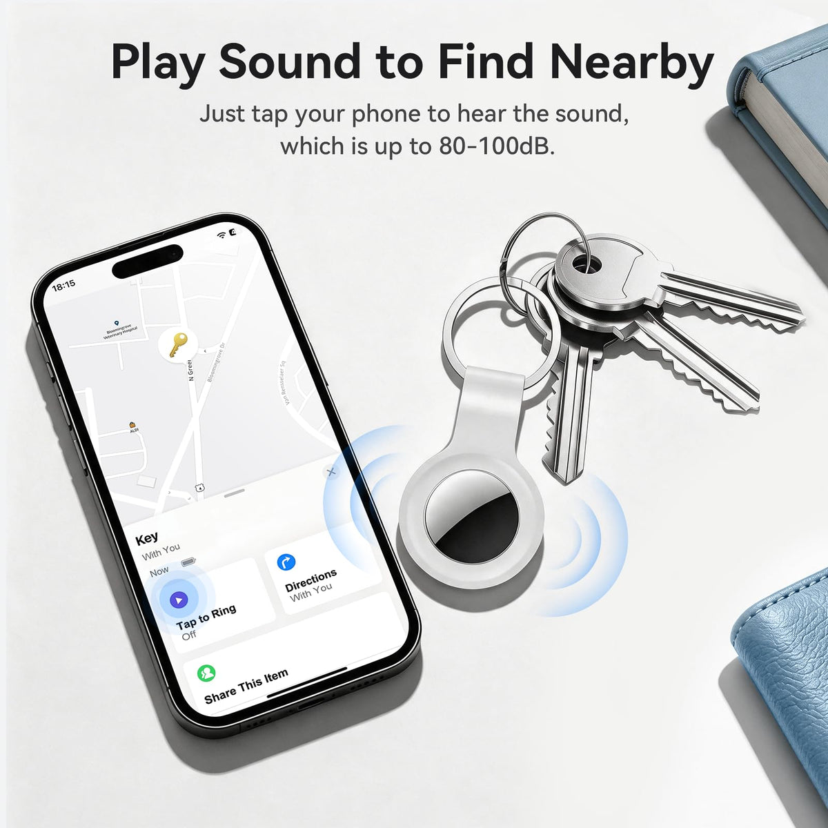 Air Tracker Tag-2 Pack, Smart Item Tags [Apple MFi Certified] | With Find My app (iOS Only), Key Finder Locator Luggage Tag for Keys, Bags, Wallets, Backpack, Suitcases, Replaceable Battery