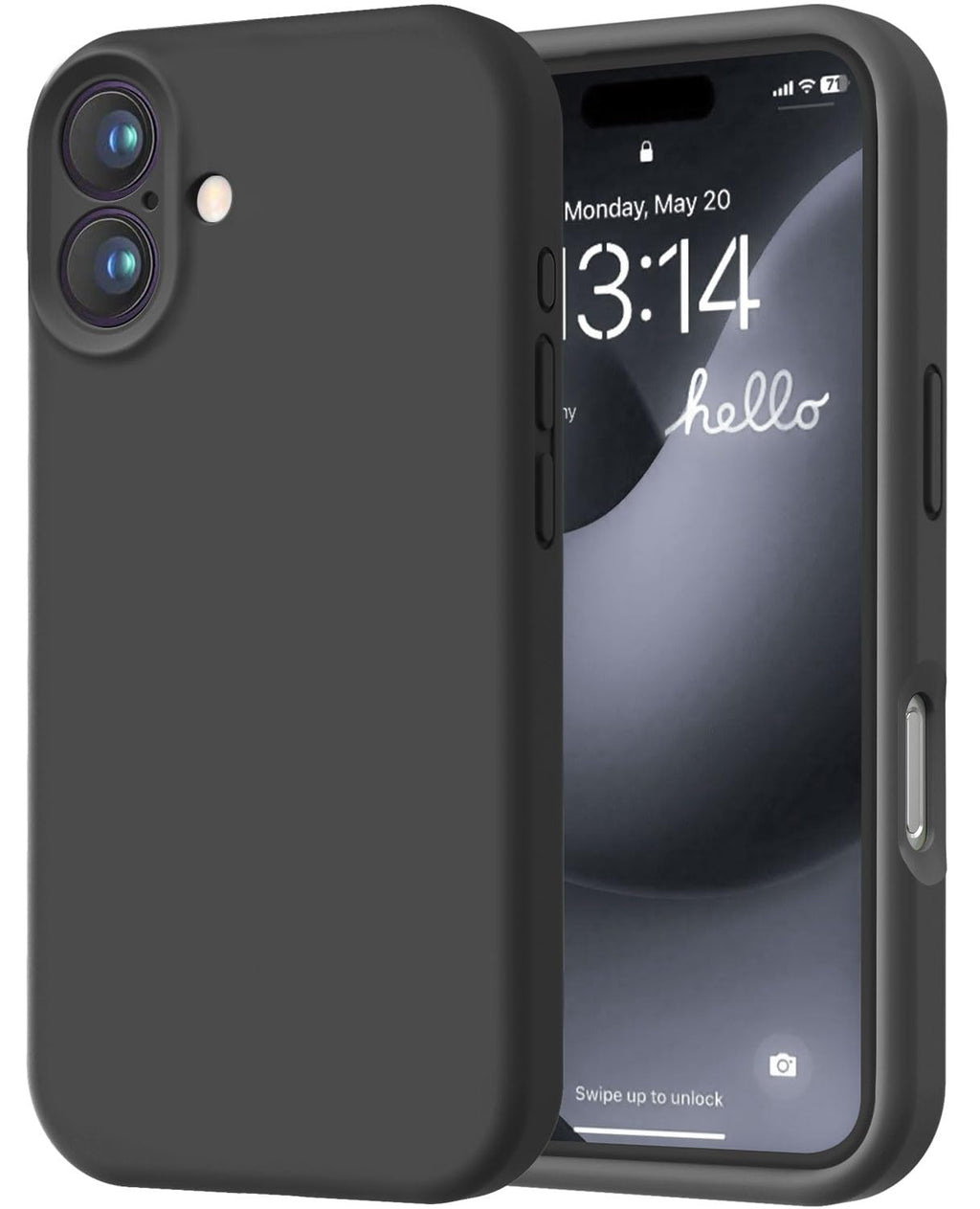 LOVE 3000 Designed for iPhone 16 Case, Premium Silicone with [Soft Anti-Scratch Microfiber Lining] Shockproof Protective Phone Case for Men Women Girls 6.1", Black