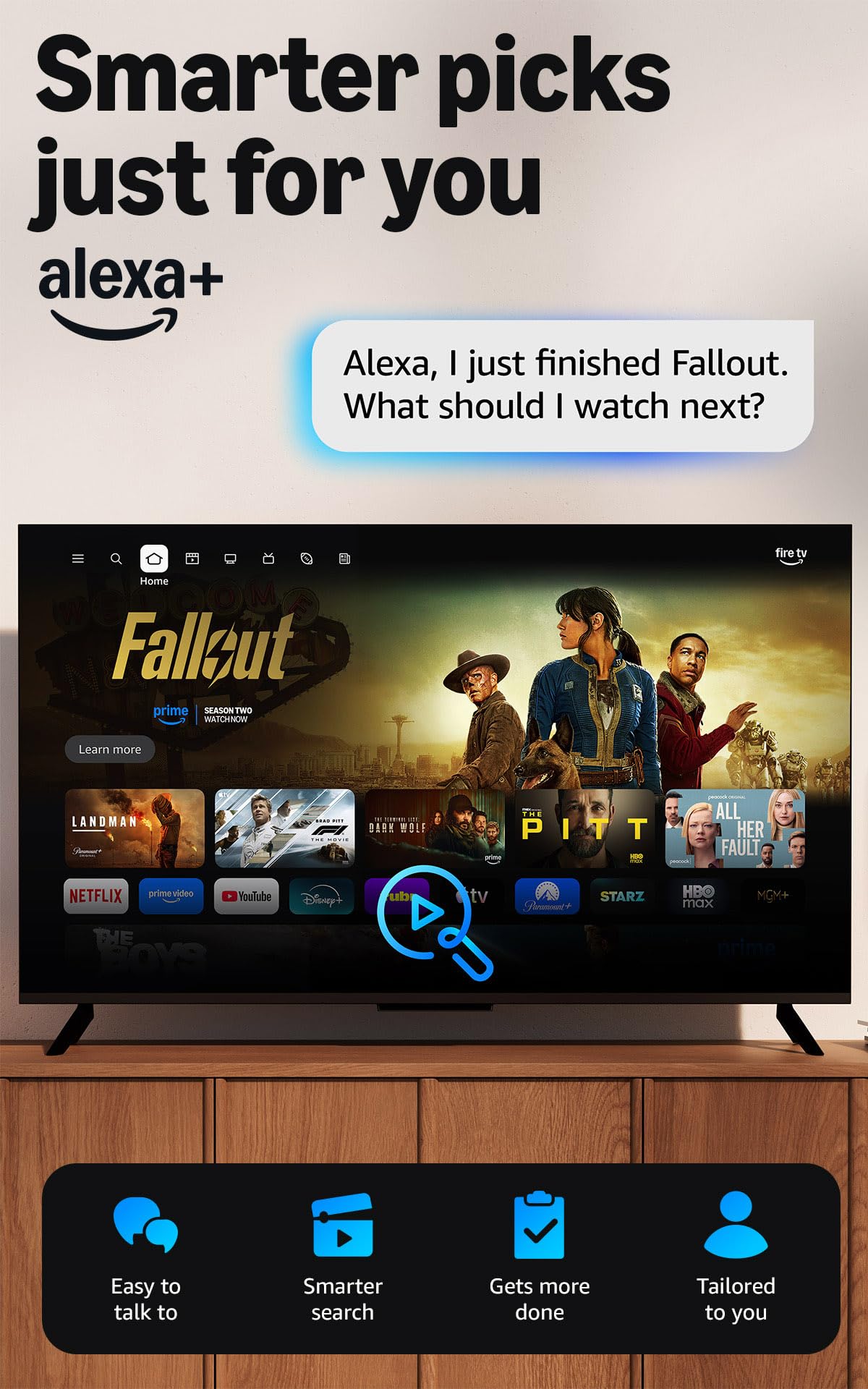 Amazon Fire TV Stick 4K Plus with AI-powered Fire TV Search, Wi-Fi 6, stream hundreds of thousands of movies and shows, free & live TV, find shows faster with Alexa+