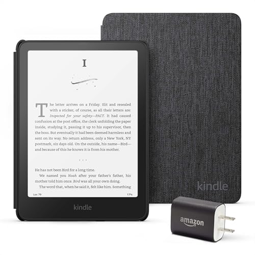 Amazon Kindle Paperwhite Bundle: Includes, Amazon Kindle Paperwhite 16GB | Black, Fabric Cover| Black, & Power Adapter