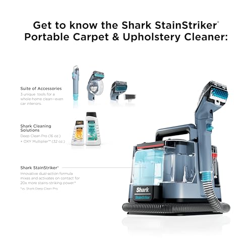 Shark StainStriker Portable Carpet/Upholstery Cleaner, 4 Tools, PX202BRN | For Carpet, Upholstery & Area Rugs, Stain & Odor Remover, Full Size Solutions, 3.5" Stain, 7" Stain, Crevice & Pet Mess Tools