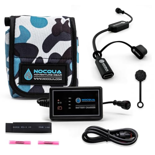 Nocqua Pro Power Kit - 12 Volt Lithium Battery with Charger - 10Ah | Battery Kit for GPS, Fish Finders & Depth Finders, Compact & Portable Kayak Battery Power for Marine Adventure & Kayaks