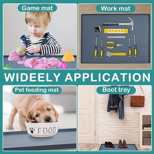 URMONA Waterproof Silicone Under Sink Mat, 31 x 22 in, Flexible Shelf Liner | Dark Grey, Pet Food Mat for Dog Bowls, Cat Litter Mat, Cabinet and Counter Protector for Kitchen and Bathroom, Easy to Clean.