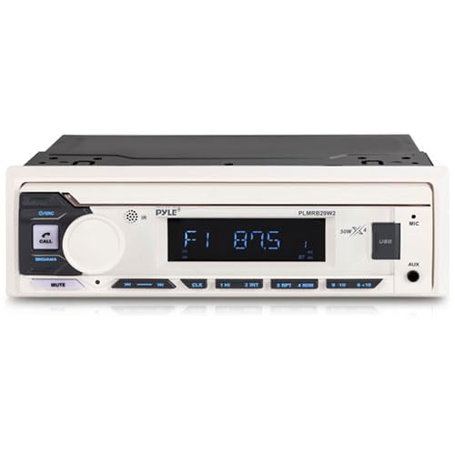 Pyle Marine Radio Single DIN Receiver – Bluetooth Wireless Streaming, AM/FM Tuner, USB/AUX MP3 Playback, Hands-Free Calling, Remote Control, RGB Buttons, Splash-Resistant Stereo Upgrade
