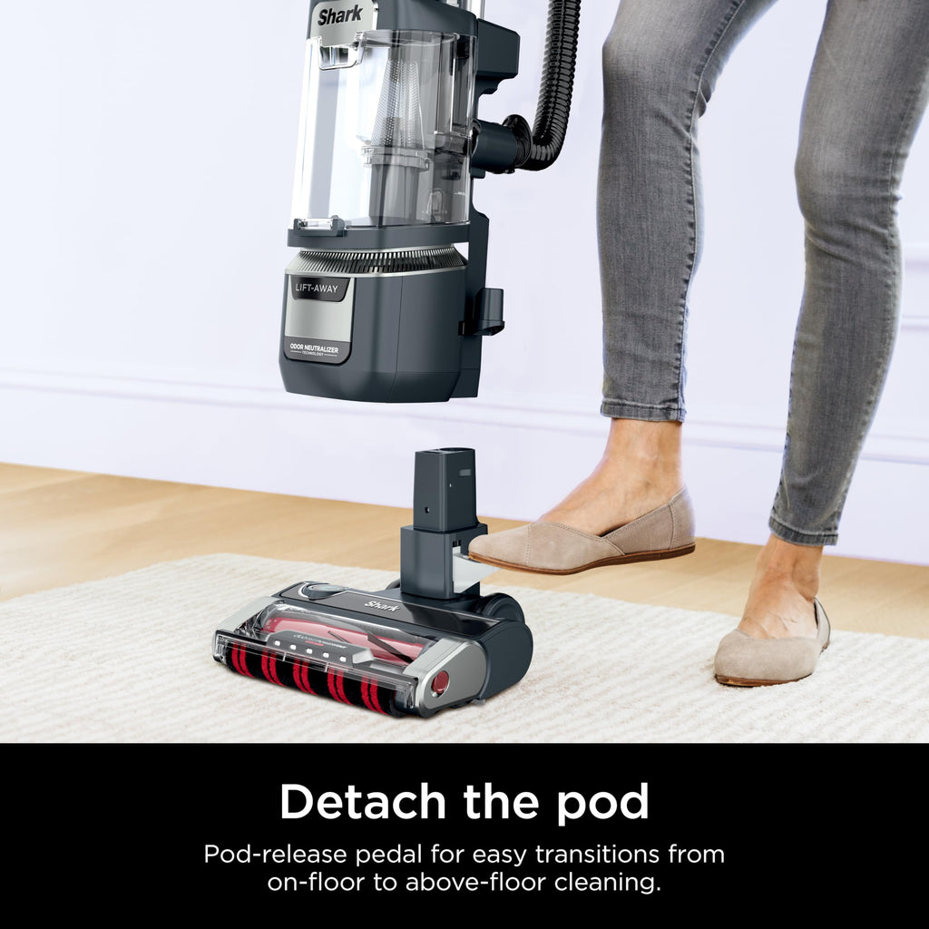 Shark Rotator Lift-Away Vacuum, DuoClean PowerFins, Dark Grey, LA555 | Self-Cleaning Brushroll, Odor Neutralizer, Lift-Away ADV, HEPA Filter, LED Headlights, Swivel Steering, Pet Tools Included