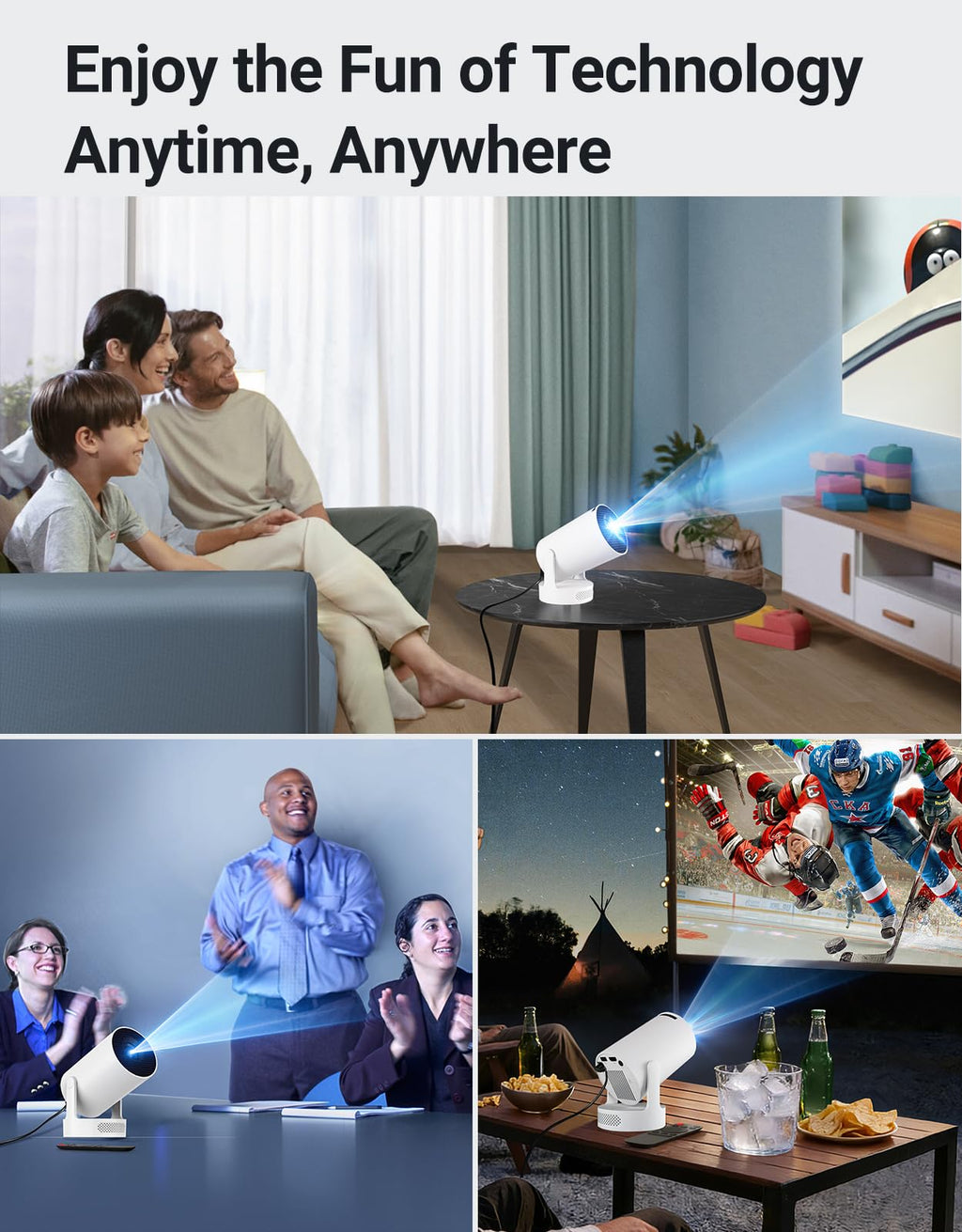 Mini Projector, Portable Projector 4K Support and 5W Speaker | with WiFi 6 & Bluetooth 5.4, 180° Rotatable, Auto Keystone & Manual Focus, Projector with HDM, USB, Phone, Laptop(Ultra)