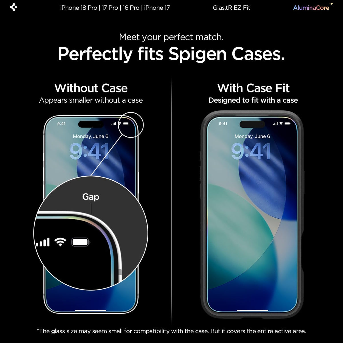 Spigen GlasTR EZ FIT Screen Protector for iPhone 18 Pro, 17 Pro, 17, 16 Pro | AluminaCore Aluminum-enhanced 9H+ tempered glass, Auto-align tray, 100% clarity, Original touch, Case-friendly, 2Pack