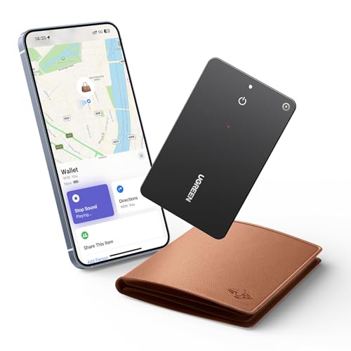 UGREEN FineTrack Slim Wallet Tracker Card (iOS Only) | Bluetooth Tracker Card, Work with Apple Find My Rechargeable Tracker[Apple MFi Certified]