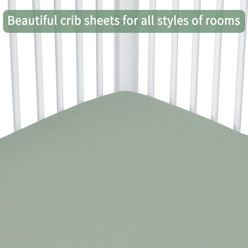 GUNTAIL Baby Crib Sheets for Boys Girls, 2 Pack Fitted Crib Sheet for Standard Crib and Toddler Mattress, Soft Microfiber Baby Sheet 52x28x8in (Brown & Green)