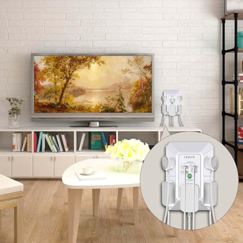 Wall Charger, Surge Protector, QINLIANF 5 Outlet Extender with 4 USB Ports | 1680 Joules, 3-Sided Power Strip, Multi Plug Wall Outlet Adapter Spaced for Home Travel Office, White